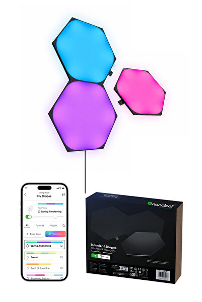 Nanoleaf Altıgen Akıllı RGBW Duvar Paneli Genişletme Paketi App Kontrollü, 3 ...