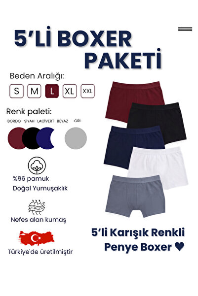 Mercan 5-Pack Men's Boxer Cotton Colorful