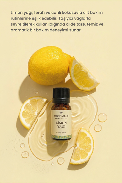 Monoville Limon Uçucu Yağı 10 ml Saf ve Doğal (Lemon Essential Oil)