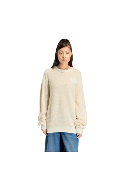 adidas Kq6290-K Knit Sweater Women's Sweatshirt Cream