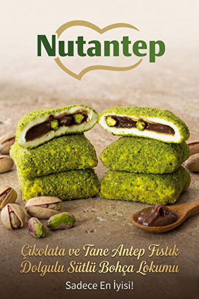 nutantep Çikolata ve Tane Antep Fıstık Dolgulu Sütlü Bohça Lokumu - 1 KG