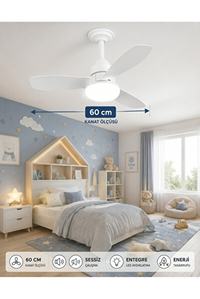 Hoogar German New White Super Fan 60 CM Kalın Kanat Dim Ayarlı Tavan Vantilat...