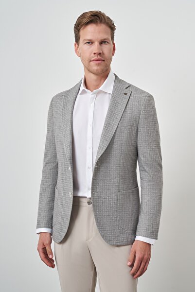Morven Erkek Haki Örme Slim Fit Mono Yaka Ceket
