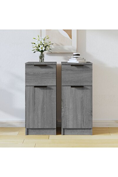 Concept Servante, 2 buc., gri sonoma, 30x30x70 cm, lemn prelucrat