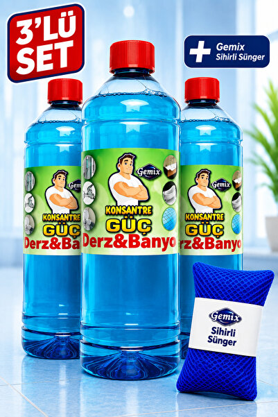 KONSANTRE GÜÇ Derz & Banyo Duşakabin Fayans arasıTemizleyici 1 Litre x 3 Adet...
