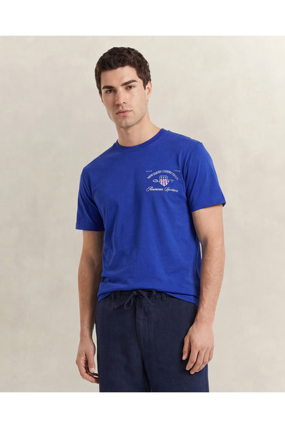 Gant Erkek Mavi Kısa Kollu T-Shirt