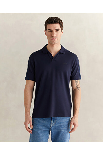 Gant Erkek Lacivert Regular Fit Şerit Detaylı Polo Yaka T-Shirt