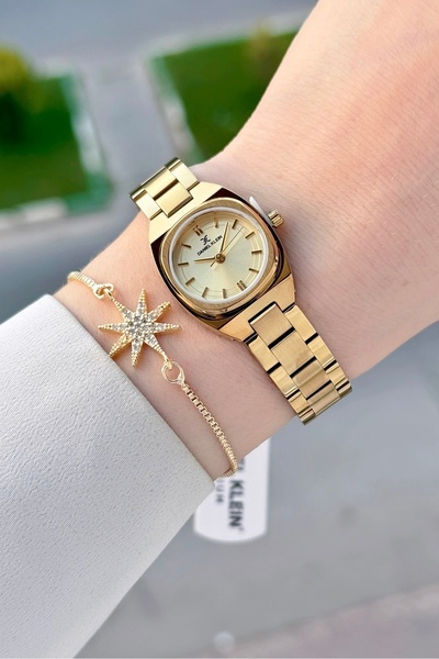 Daniel Klein 22.5 mm Women's Wristwatch with Yellow Dial and Gold Color Strap...