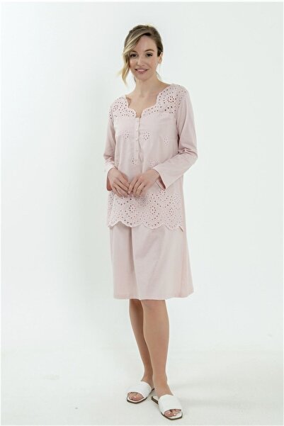 Magic Form 62108 Women's Powder Embroidered Combed Cotton Long Sleeve Materni...