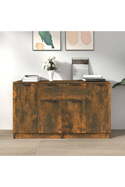 Concept Servante, 2 buc., stejar fumuriu, 60x30x70 cm, lemn prelucrat