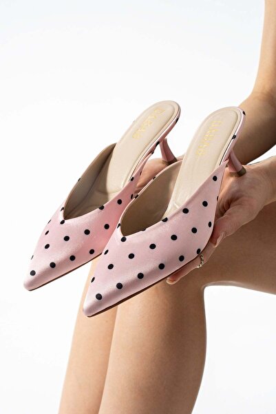 dabab shoes Sevilla Polka Dot Patterned Pink Satin Pointed Toe 5 cm Thin Heel...