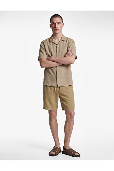Koton Cotton Regular Fit Turn-Down Collar Short Sleeve Shirt