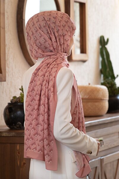 Vissona KREP MİNİ MOTİF DESENLİ PUDRA RENKLİ 75X195 KIRIŞMAZ ŞAL
