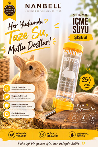 Ans Papağanlar Tavşanlar Ve Diğer Küçük Hayvanlar için Suluk 250 Ml (Sarı)