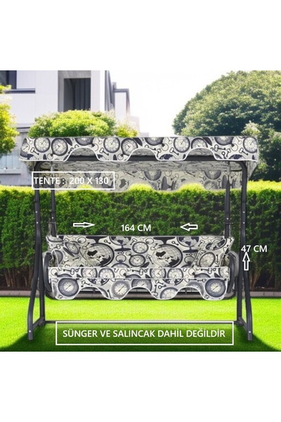 Mor Minder Süngersiz Tenteli Salıncak Kumaş Seti 3kişilik 164x47 Cm Süngersiz...
