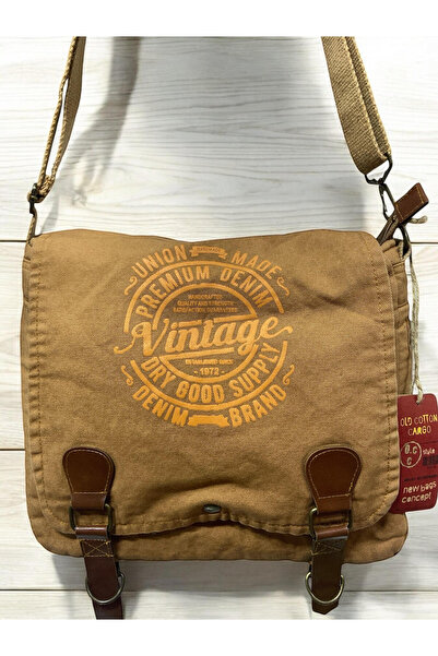 Old Cotton Vintage Salaş Kaliteli Unisex Günlük Gezi Kamp Okul Postacı Omuz Ç...