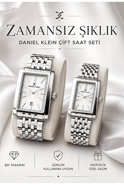 Daniel Klein Marka Orijinal - Gümüş Renk- 2 Yıl Garantili Çift Kol Saati - Bi...