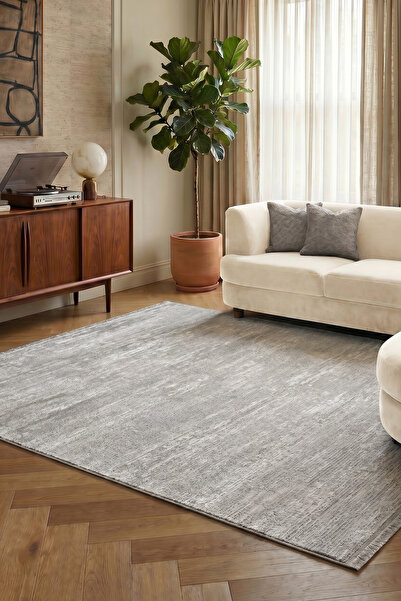 Badelya Home Gri Krem Modern Doğal Taban Saçaklı Özel Ölçü Salon Koridor Mutf...