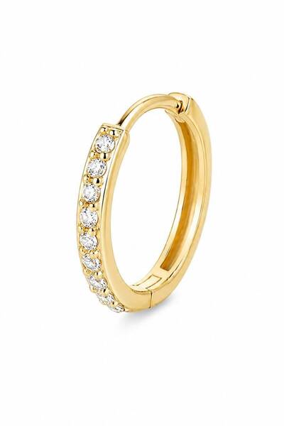 CERENY.CO Tekli Taşlı Halka Küpe/Piercing | Çelik