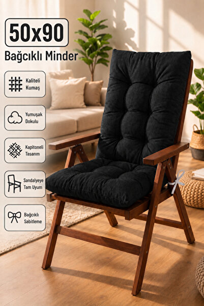 TOPCORN Kapitoneli Yumuşak Dolgulu 50x90 Sandalye Minderi Balkon Bahçe Mutfak