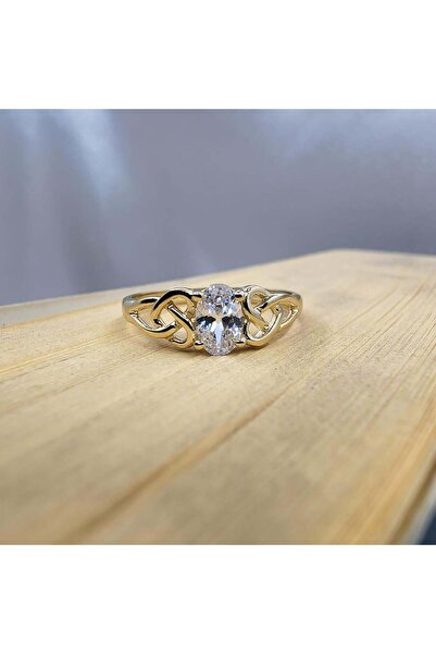 FasekGold Evlilik Teklifi Altın Yüzük - 14 Ayar Altın Oval 0.60 Karat Zirkon ...