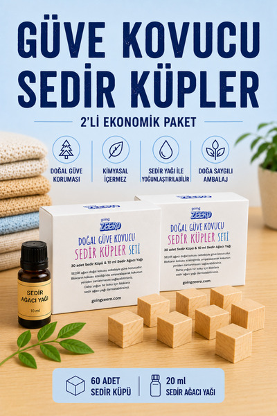 Going Zeero Güve Kovucu Doğal Ahşap Blok 6'lı Blok Sedir Ağacı