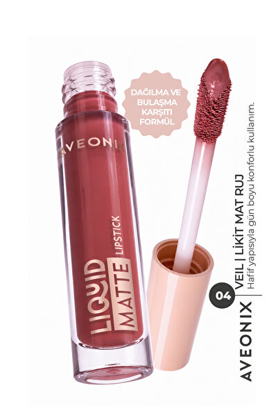 AVEONIX Liquid Matte Gün Boyu Kalıcı Bulaşmayan Formül Yoğun Pigment Lipstick