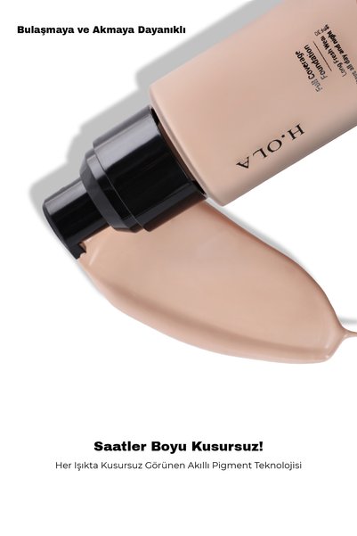 h.OLA Full Coverage Foundation | Yoğun Kapatıcı Saten bitişli SPF 30 Fondöten | Light