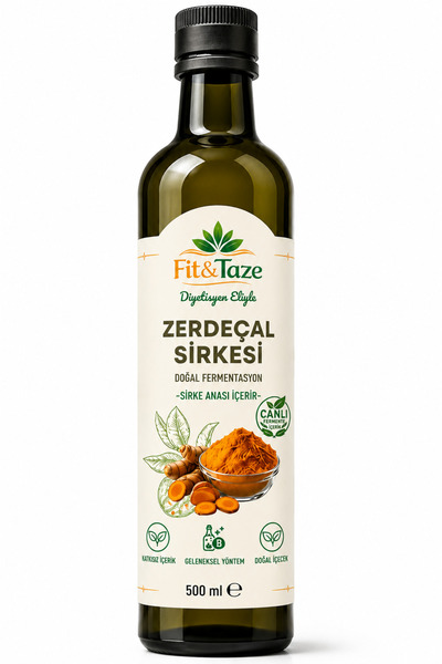 Diyetisyen Eliyle Doğal Fermantasyon Zerdeçal Sirkesi Cam Şişe 500 ml