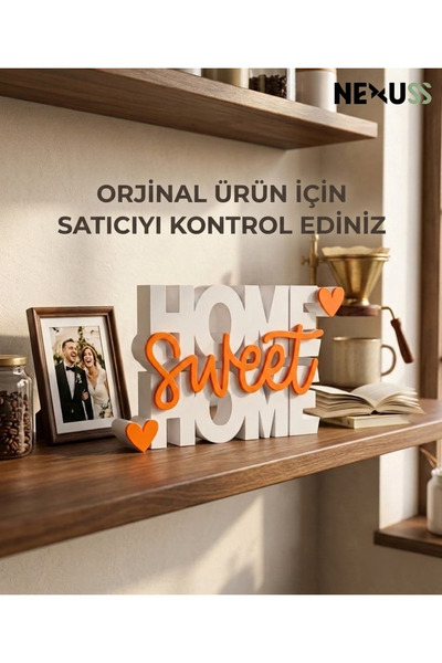 NEXUSS DESIGN Home Sweet Home Yazılı Dekoratif Obje | Masa Üstü Ev Dekoru | M...