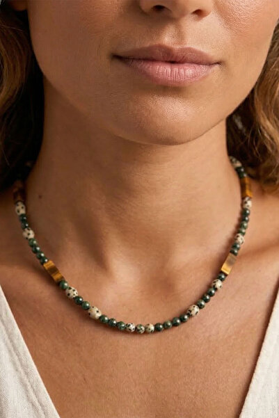 Mualla Collection Kaplan Gözü & Dalmaçyalı Jasper & Turmalin Taşlı 925 Ayar G...