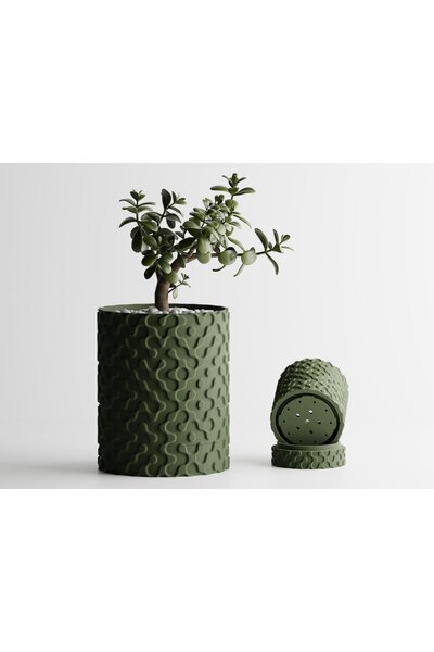Sani Ghiveci decorativ Sani, Nevada, mic 81 x 81 x 102 mm, Verde închis mat