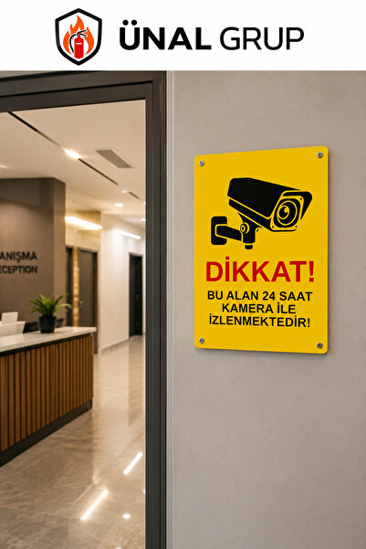ünalgrup Dikkat Bu Alan 24 Saat Kamera ile İzlenmektedir 25x35 cm Dekota Foam Dijital Baskı) Uyarı