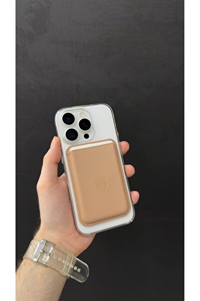 TEKNOLABTR Magsafe Mıknatıslı Kartlık Deri Cüzdan Bej