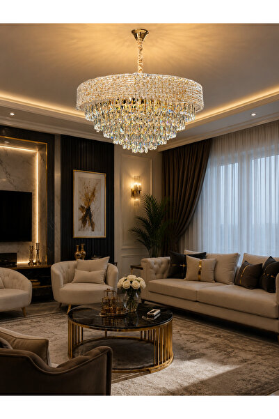 Led YENİ MODEL 60 CM KRİSTAL LÜX SALON AVİZESİ