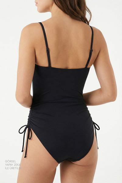 Penti Women Strapless Underwire Black Swimsuit