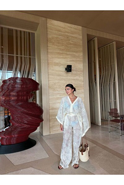 Bade Butik Cream self-patterned summer kimono set
