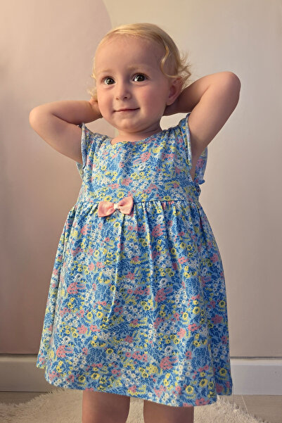 Breeze Baby Girl Dress with Bodice, Floral Pattern and Bow, 9 Months-3 Years,...