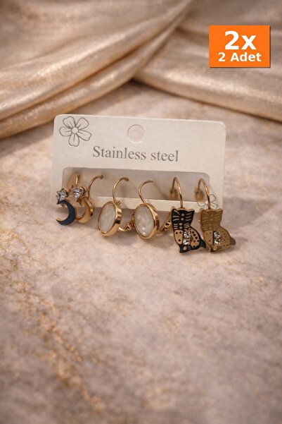 Bozhi Steel Earrings Gold Sparkling Style