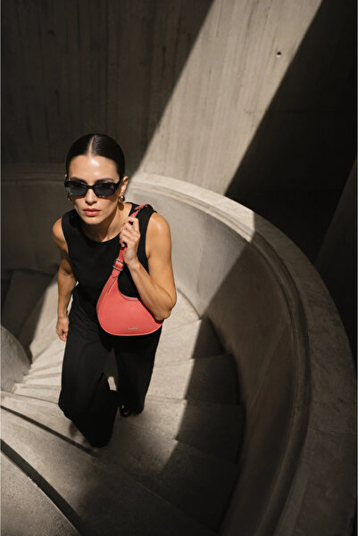 BUENO Red sct leather women's shoulder bag