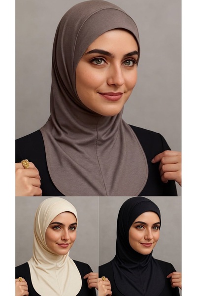 ALDAIYR 3Pcs Ninja Bone Stretch Fabric Hijab Bonnet with Neck Collar