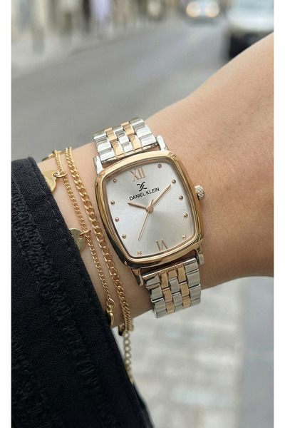 Daniel Klein Premium Silver and Rose Gold Stainless Steel Watch for Women DK....