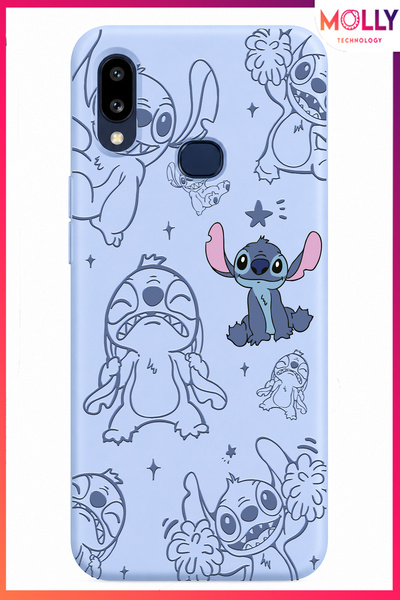 Molly SAMSUNG GALAXY A10s İçin Bebe Mavisi Stitch Tatlı Çılgınlık Desenli Sil...