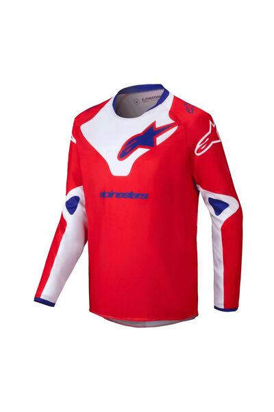 Alpinestars Youth Racer Veil Off-Road Genç Motosiklet Jerseyi Kırmızı Beyaz Mavi