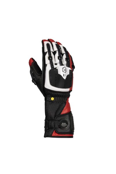 Knox Handroid MK5 Korumalı Deri Motosiklet Eldiveni Siyah Kırmızı