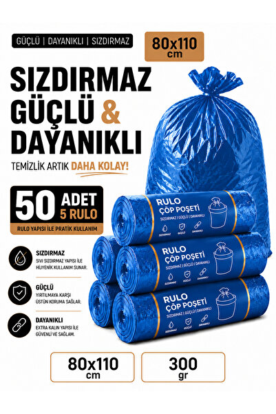 EFTAPLAST 80*110 Blue Garbage Bag (5 ROLLS-50 PIECES)