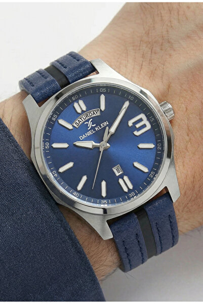 Daniel Klein Premium Dark Blue Leather Watch for Men DK.1.14141-2