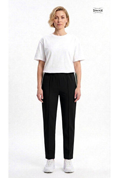 Cottonland Women's Chima High Waist Cotton Lycra Tracksuit Bottom Black