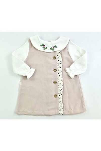 Tiny World Ruffle Detailed Dress with Embroidered Collar