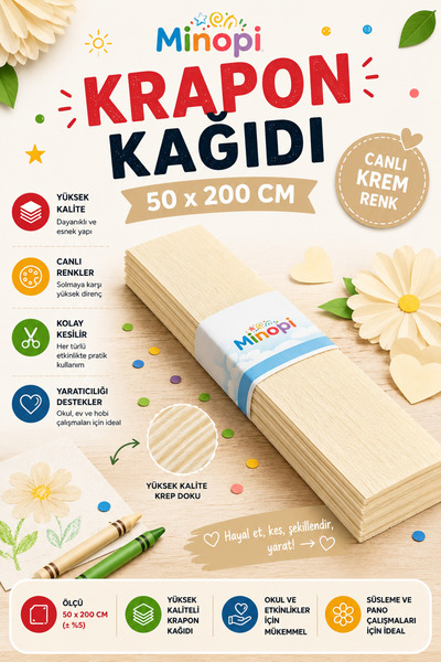 Minopi Cream crapon paper 10-pack colorful craft paper school kindergarten de...